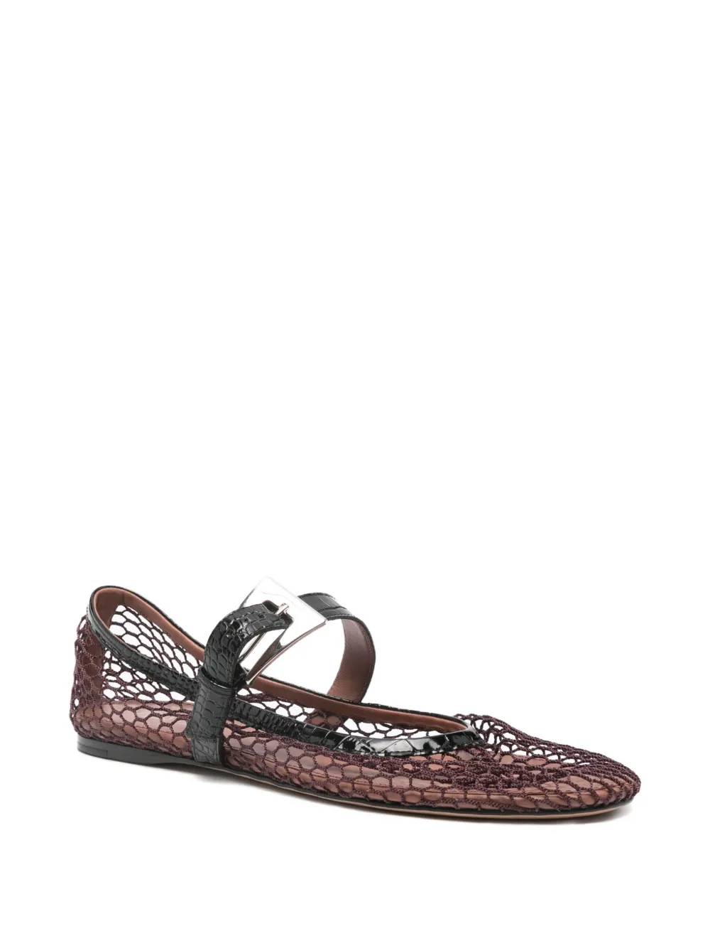 Paris Texas Sveva Mesh-panel Buckle Ballet Flats