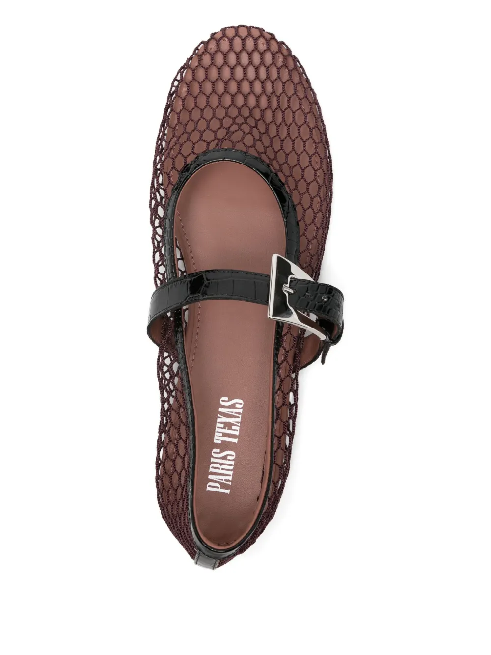 Paris Texas Sveva Mesh-panel Buckle Ballet Flats