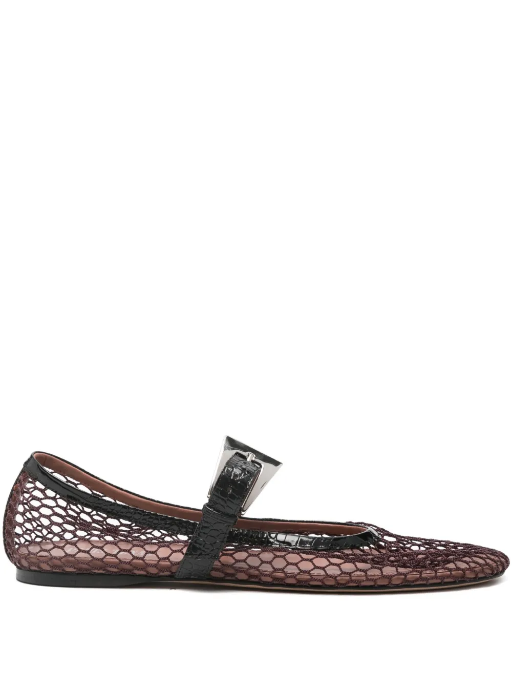 Paris Texas Sveva ballerina's met mesh vlak en gesp Rood