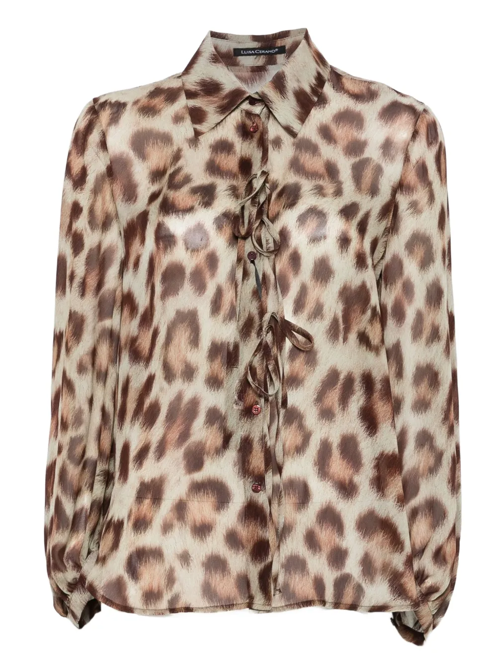 Luisa Cerano Blouse met luipaardprint Bruin