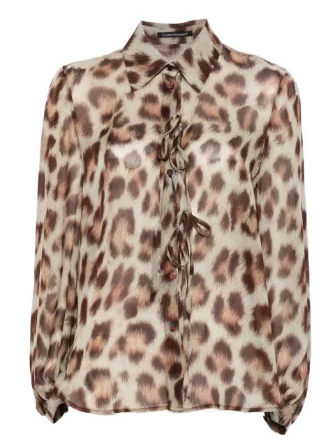 Luisa Cerano leopard-print tie-neck blouse
