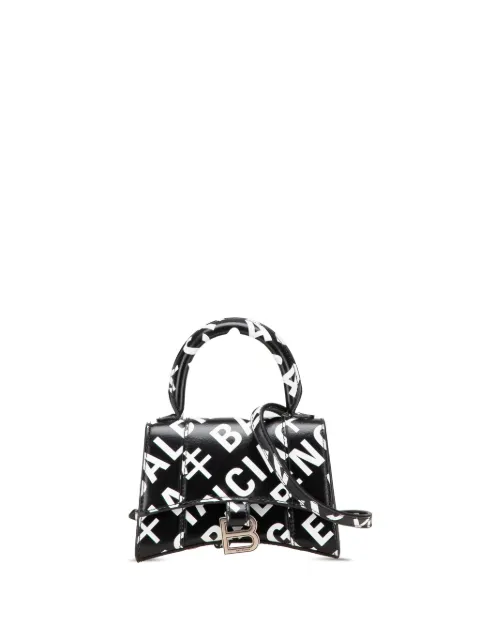 Balenciaga Pre-Owned 2000-2025 Mini Smooth Calfskin Allover Logo Print Hourglass Top Handle Bag satchel