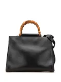 Gucci Pre-Owned 2000-2015 Medium Leather Bamboo Nymphaea satchel - Black