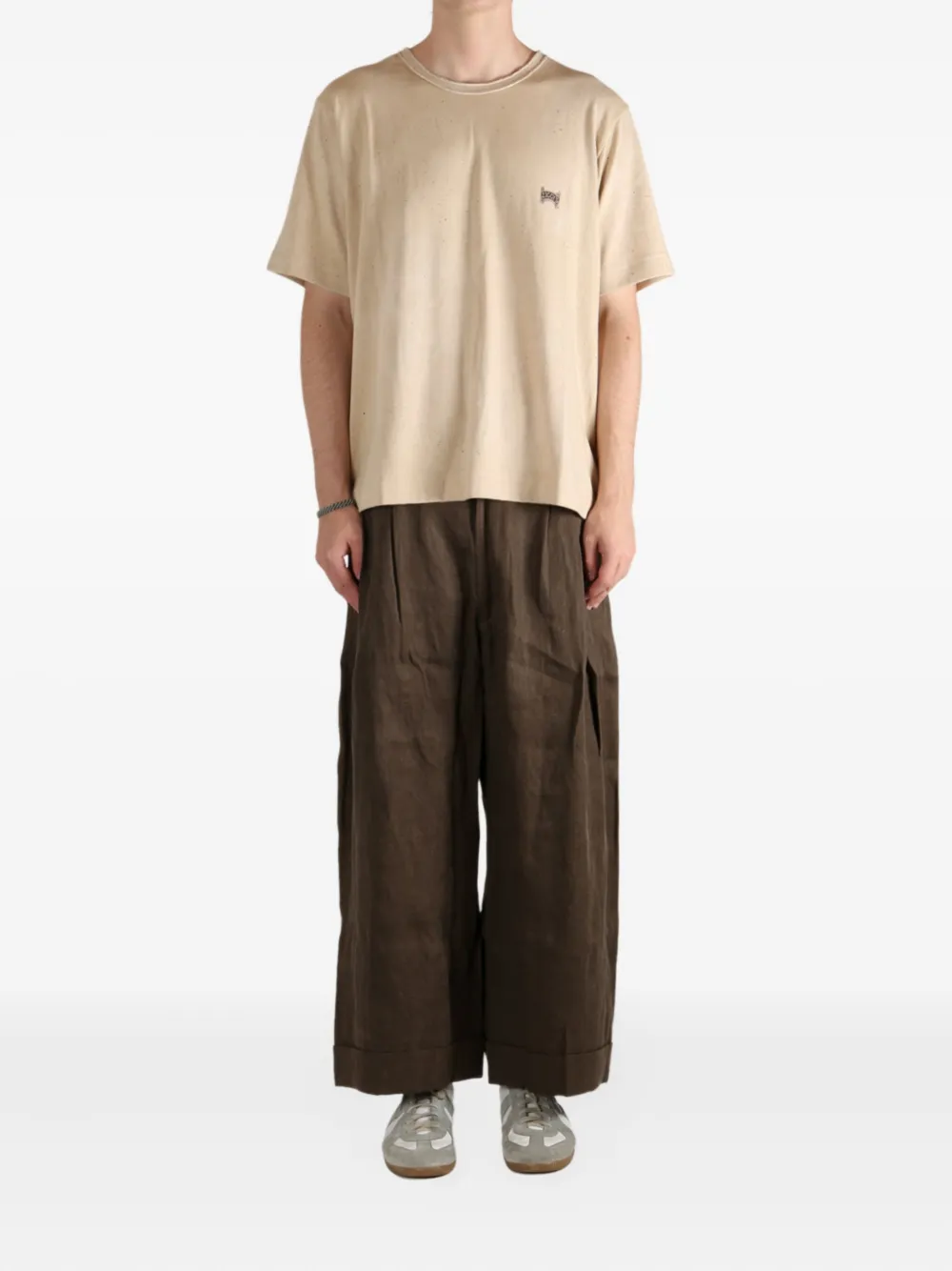 Ziggy Chen speckled cotton T-shirt - Beige