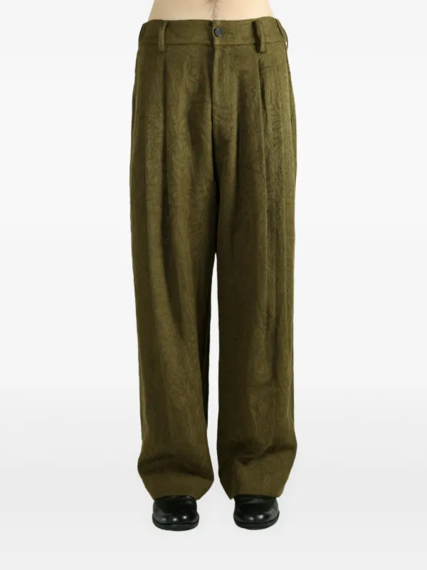 Ziggy Chen pleat-detail Linen Trousers | グリーン | FARFETCH JP