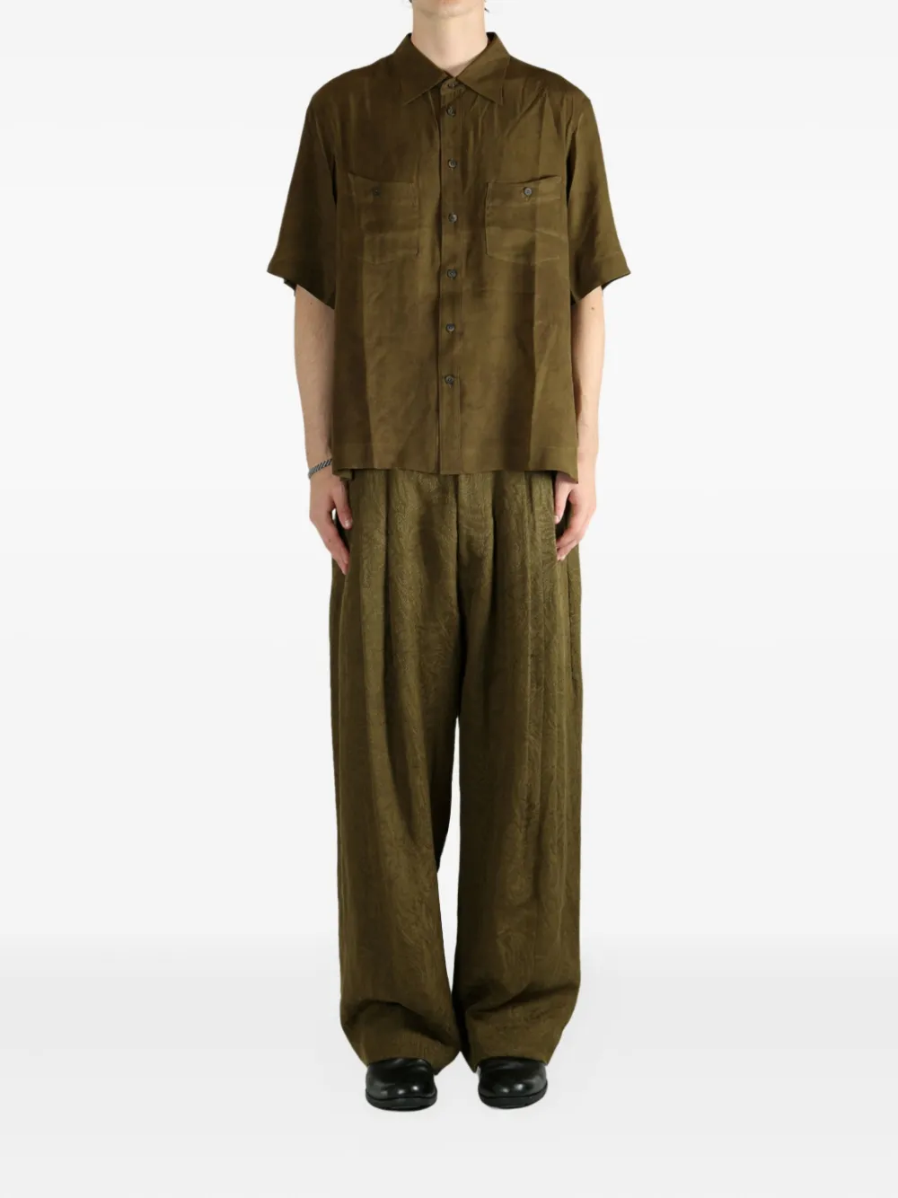 Ziggy Chen double-pocket short-sleeves shirt - Groen