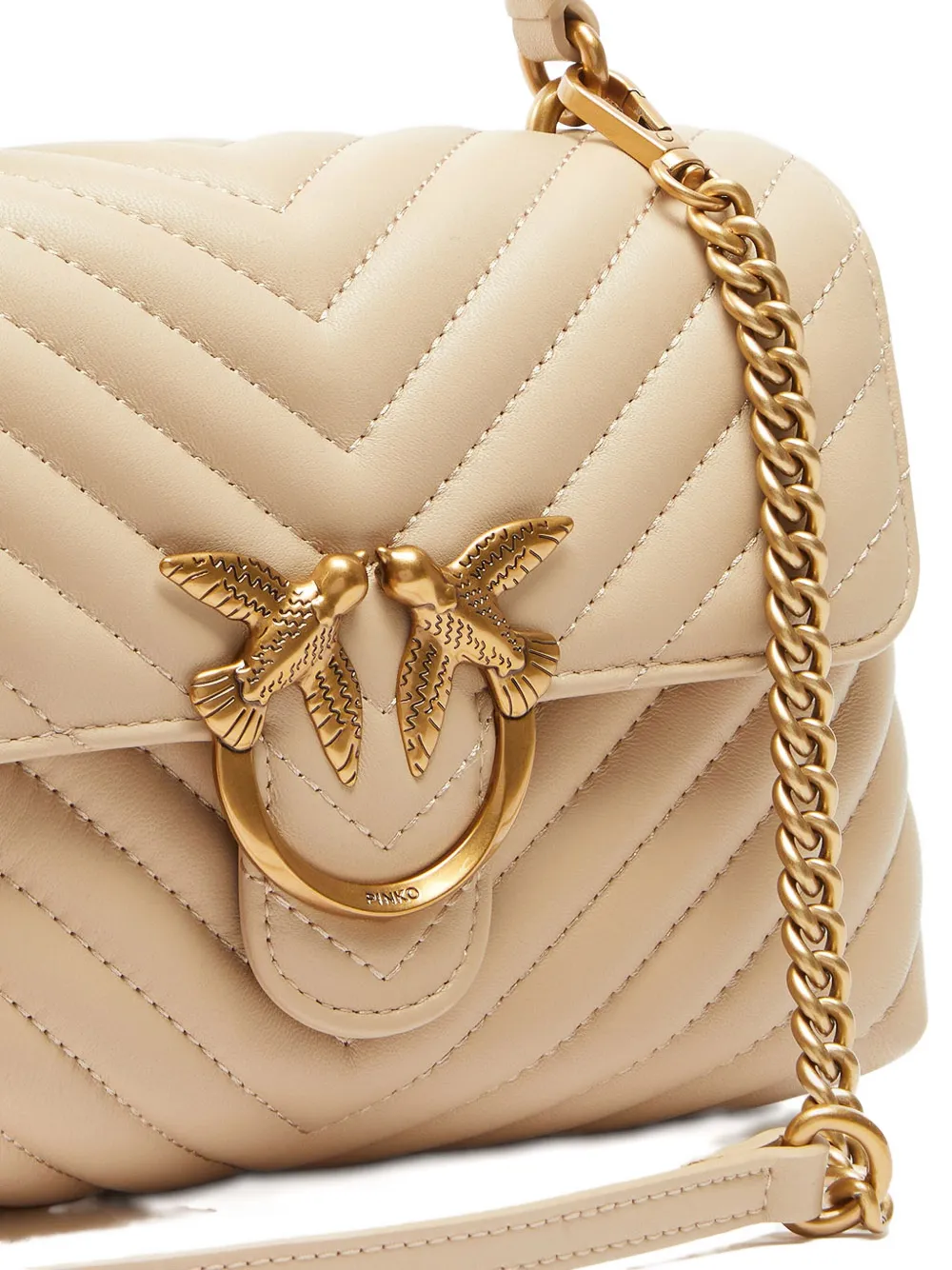 PINKO Love Birds gewatteerde schoudertas Beige