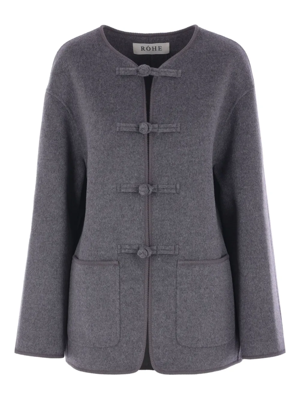 Róhe embroidered-trim crew-neck jacket | Grey | Image 1