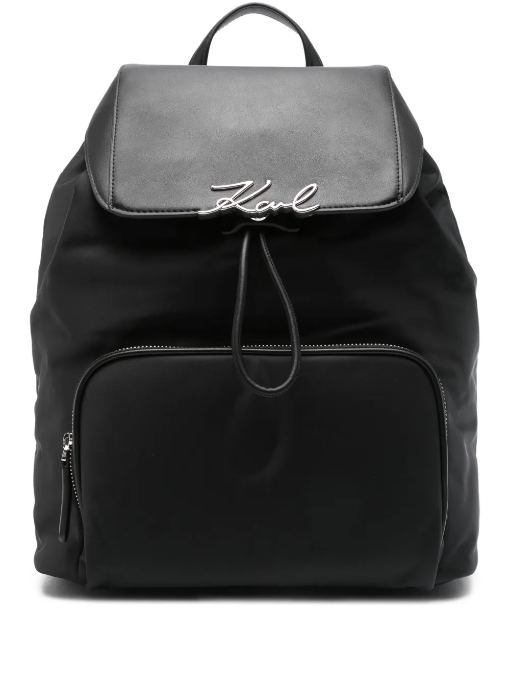 Karl Lagerfeld Signature-embellished Drawstring Backpack In Black