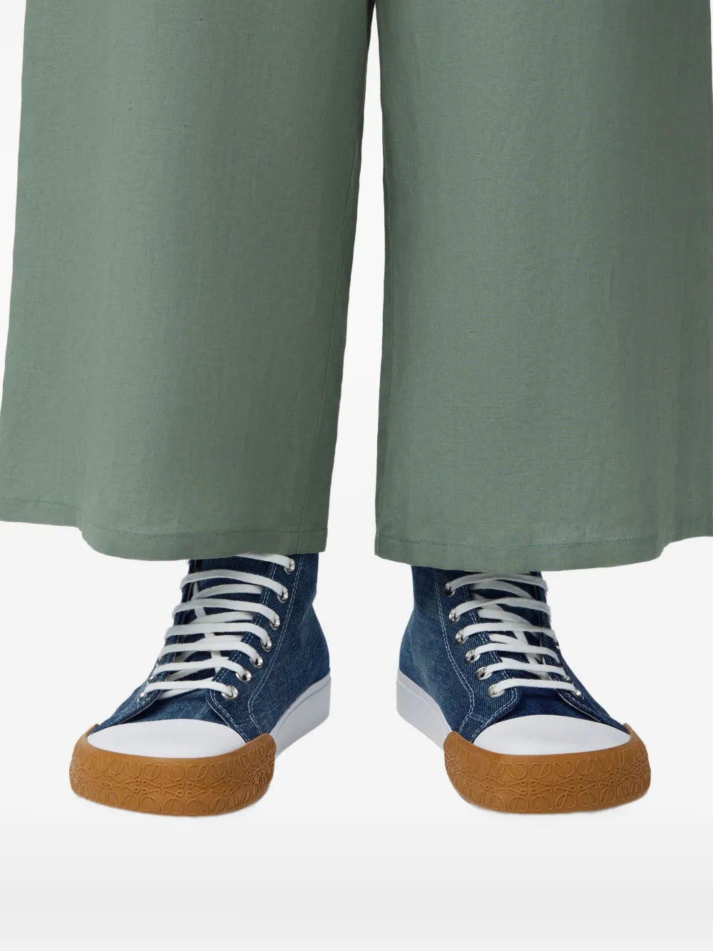 LOEWE Bloc denim lace-up trainers Blue