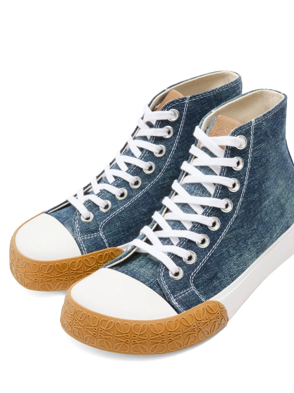 LOEWE Bloc denim lace-up trainers Blue