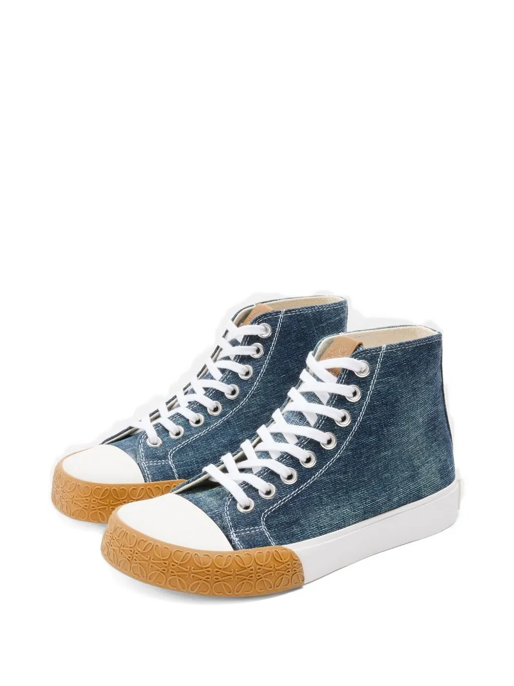 LOEWE Bloc denim lace-up trainers Blue