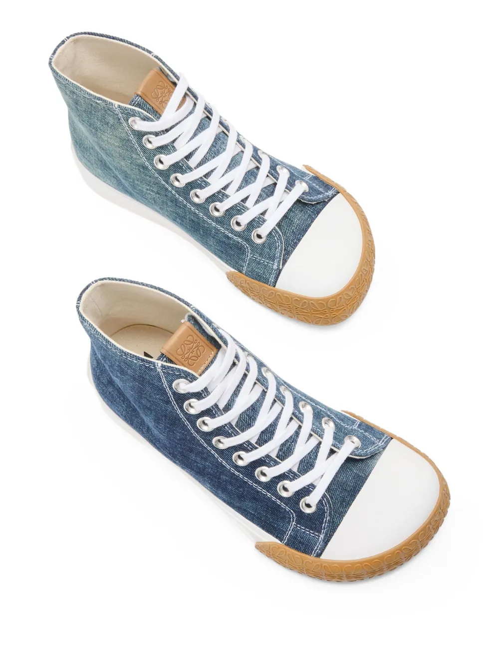LOEWE Bloc denim lace-up trainers Blue