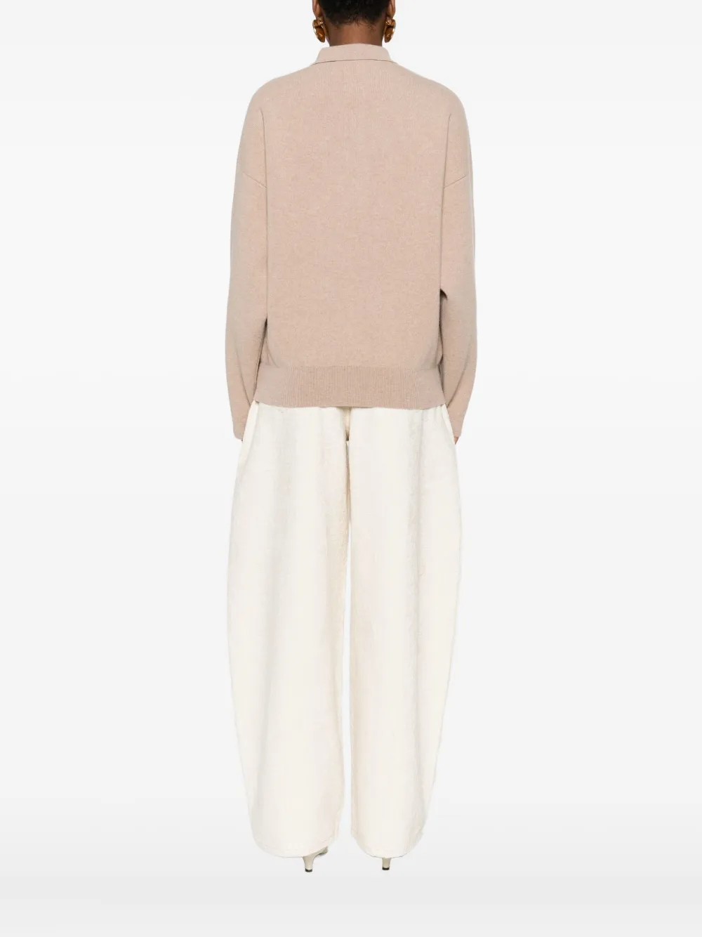 Jacquemus Polo Collar Knitwear With Ribbed Cuffs And Hem In Neutral