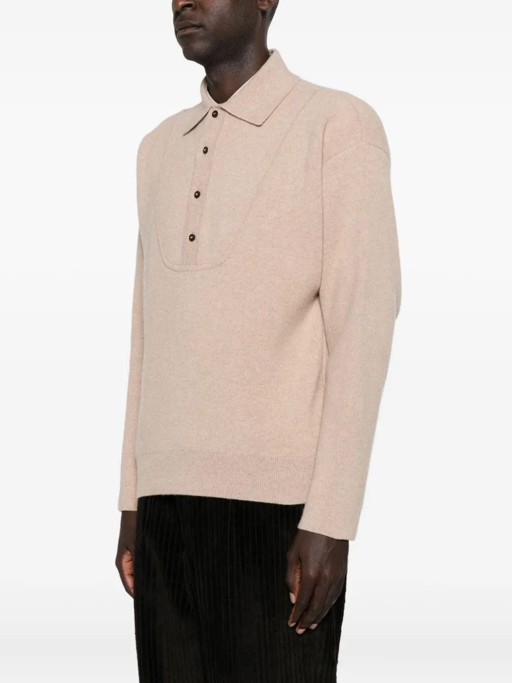 Jacquemus Buttoned Polo-neck Sweater In Neutral