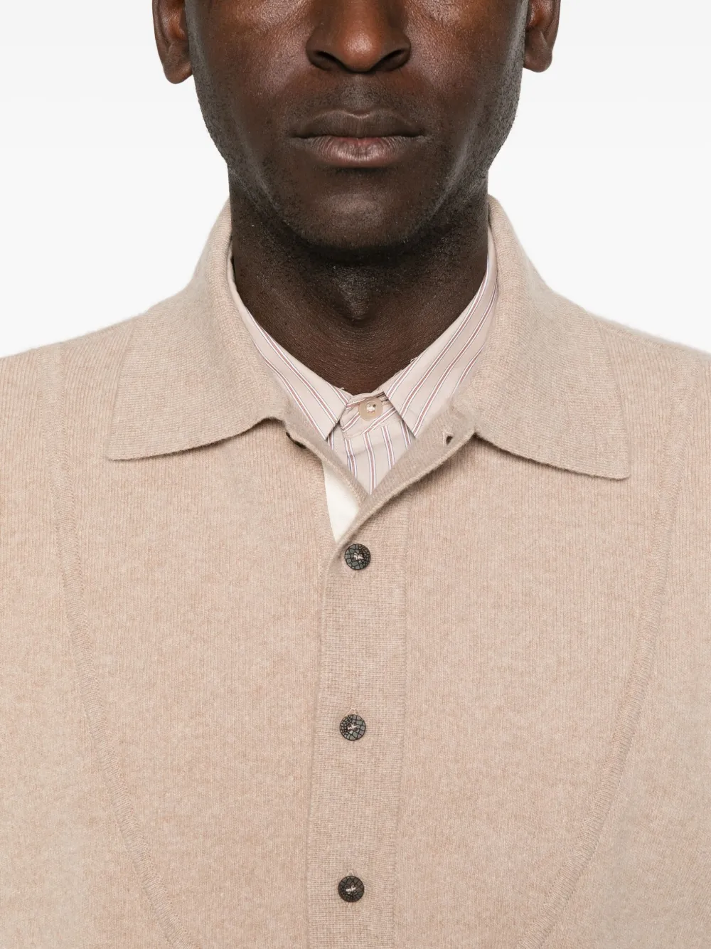 Jacquemus Buttoned Polo-neck Sweater In Neutral