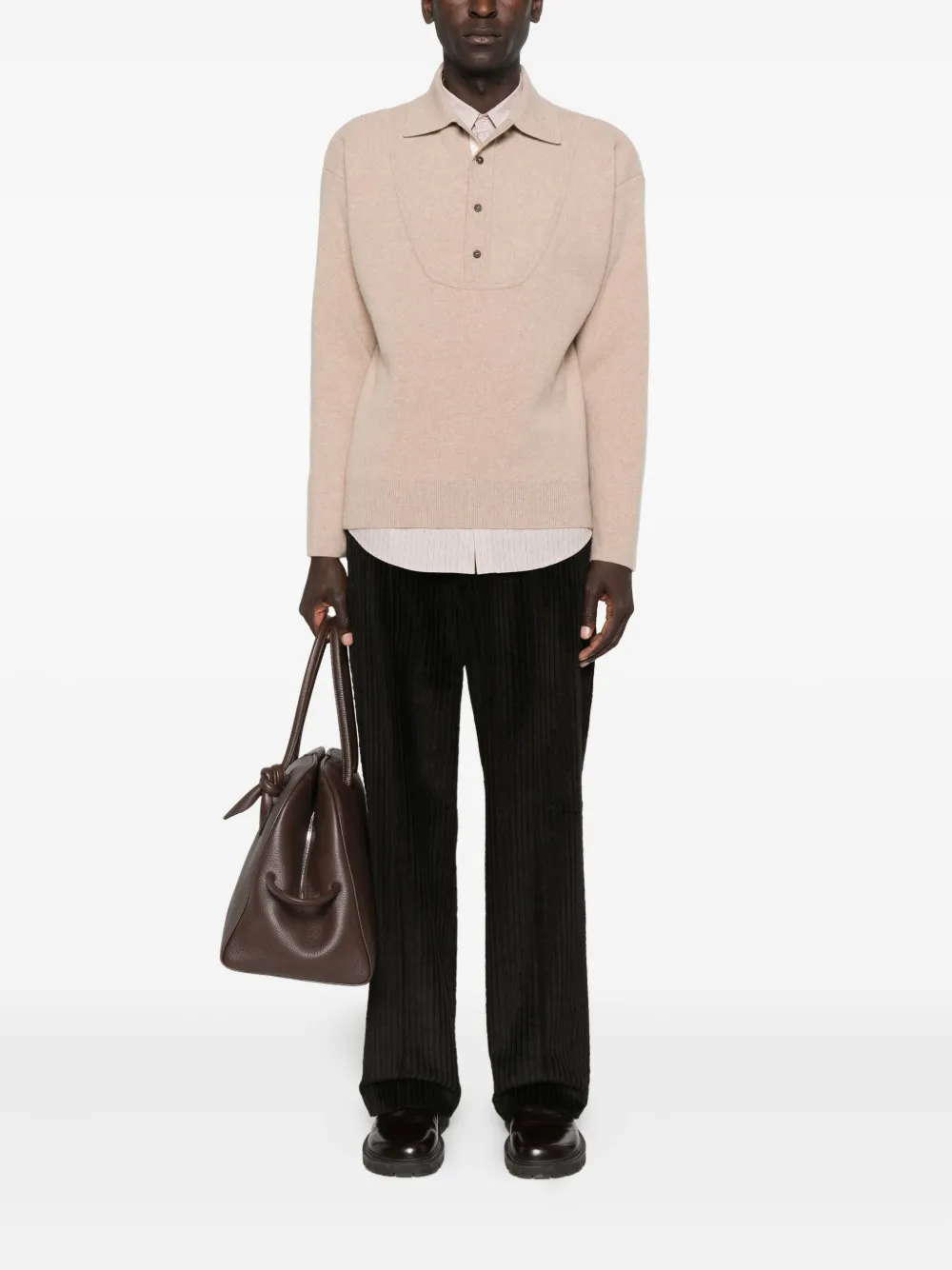 Jacquemus Trui met knopen en polokraag - Beige