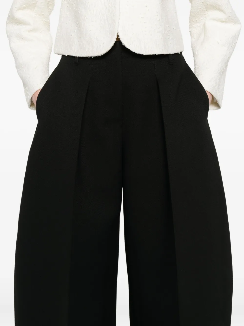 Jacquemus High Waist Balloon Shape Wide Leg Trousers In Black