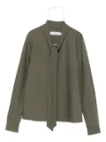 Self-Portrait bow-neck long-sleeve blouse - Green