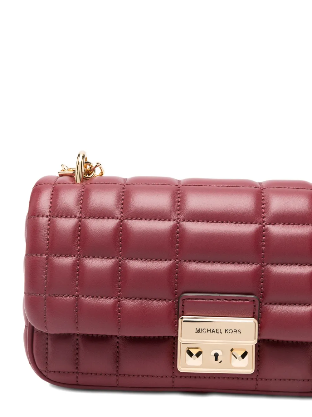 Michael Kors Kleine Tribeca gewatteerde schoudertas met ketting Rood