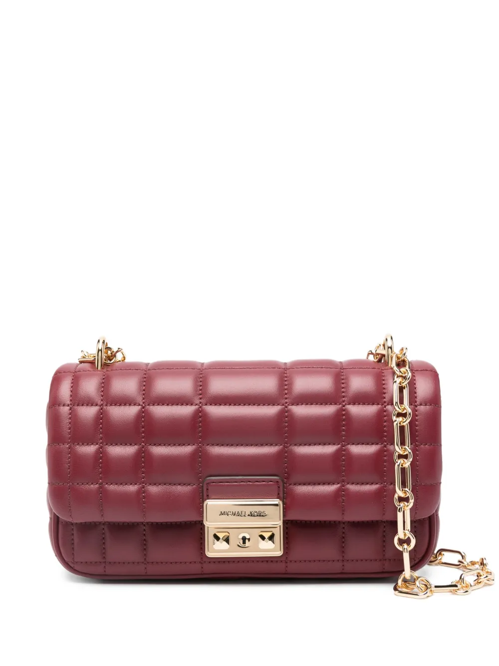 Michael Kors Kleine Tribeca gewatteerde schoudertas met ketting Rood