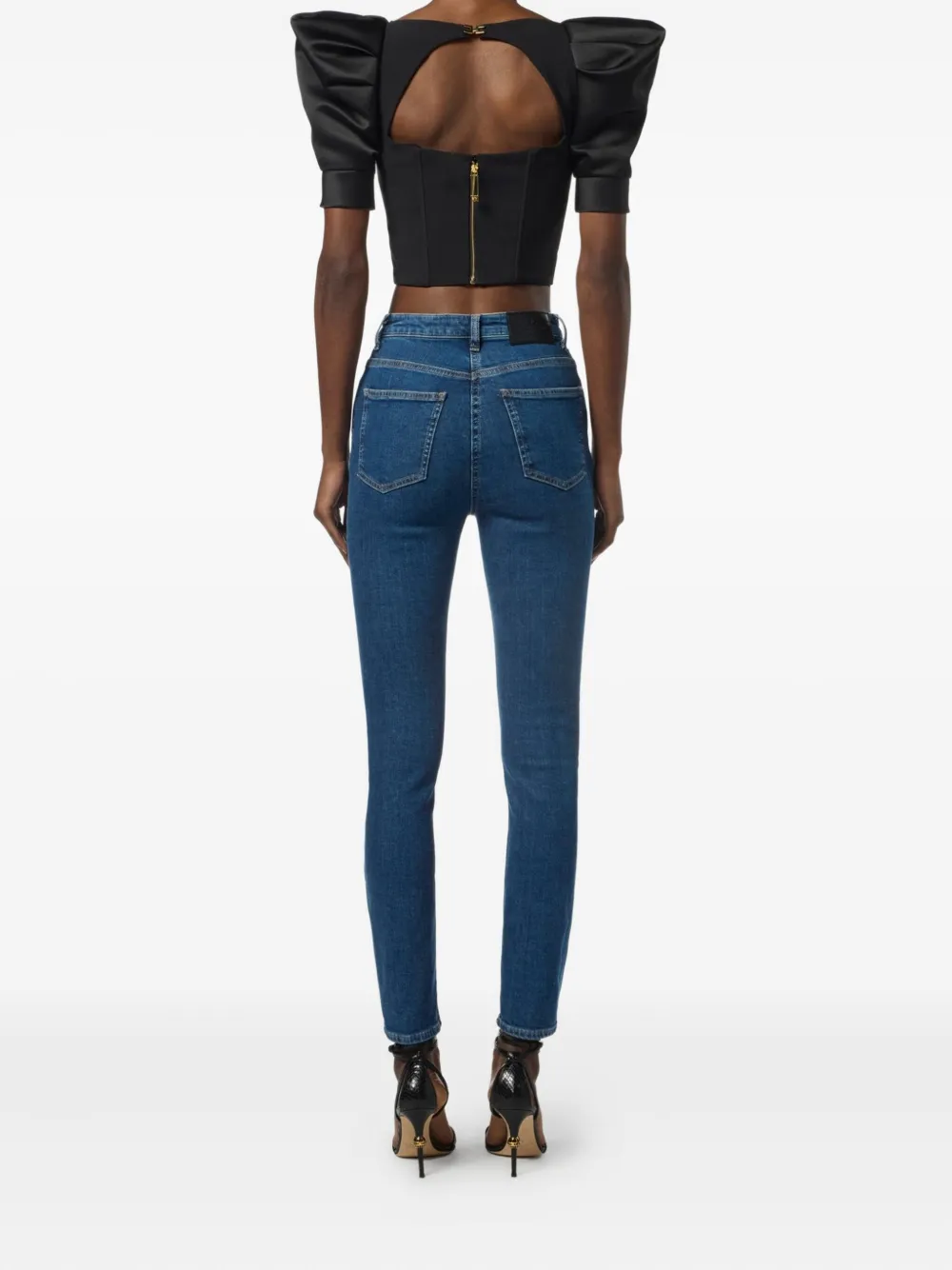 Elisabetta Franchi Top met pofmouwen Zwart