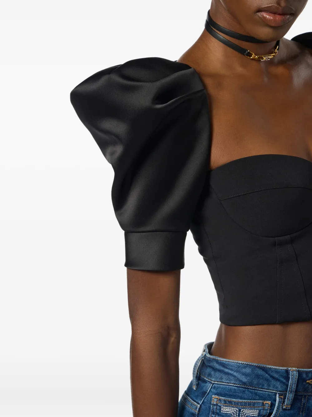 Elisabetta Franchi Top met pofmouwen Zwart