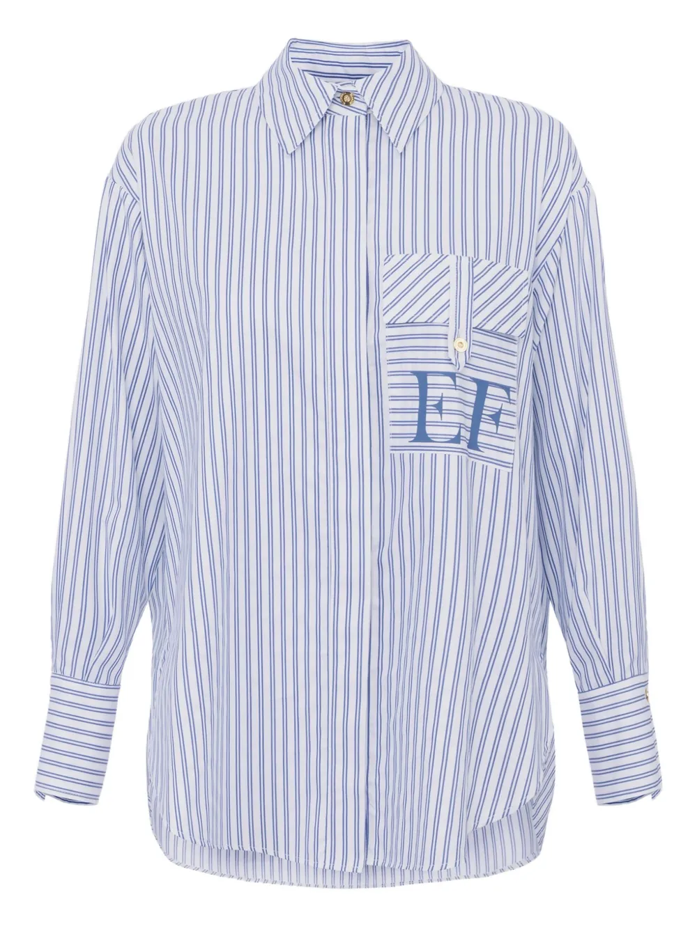 Elisabetta Franchi cotton striped poplin shirt | Blue | Image 1
