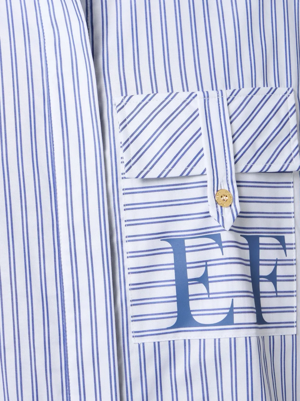 Elisabetta Franchi cotton striped poplin shirt Blauw