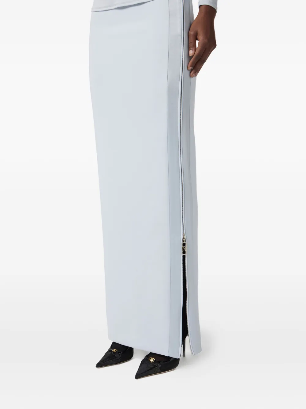 Elisabetta Franchi High-waisted Side-zip Maxi Skirt In Gray