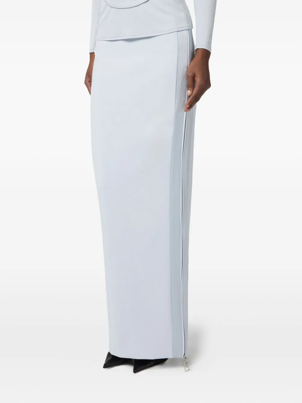 Elisabetta Franchi High-waisted Side-zip Maxi Skirt In Gray