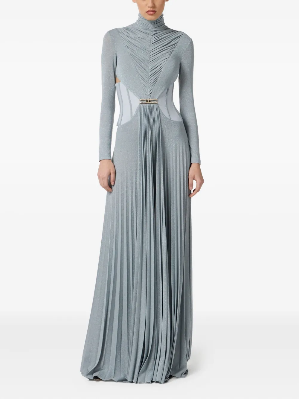 Elisabetta Franchi pleated high-neck dress | Evening Dresses | Image 2