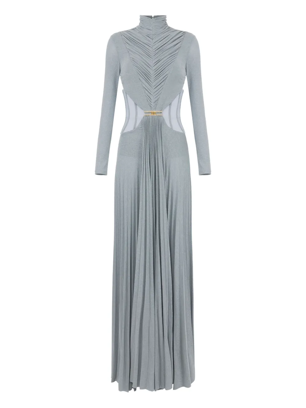 Elisabetta Franchi pleated high-neck dress | Blue | Image 1