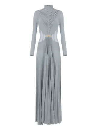 strapless open back dress Silk Pleated Halter Midi Dress with High Neckline and Flowing A-Line S –  Sarah Luton England main image 0
