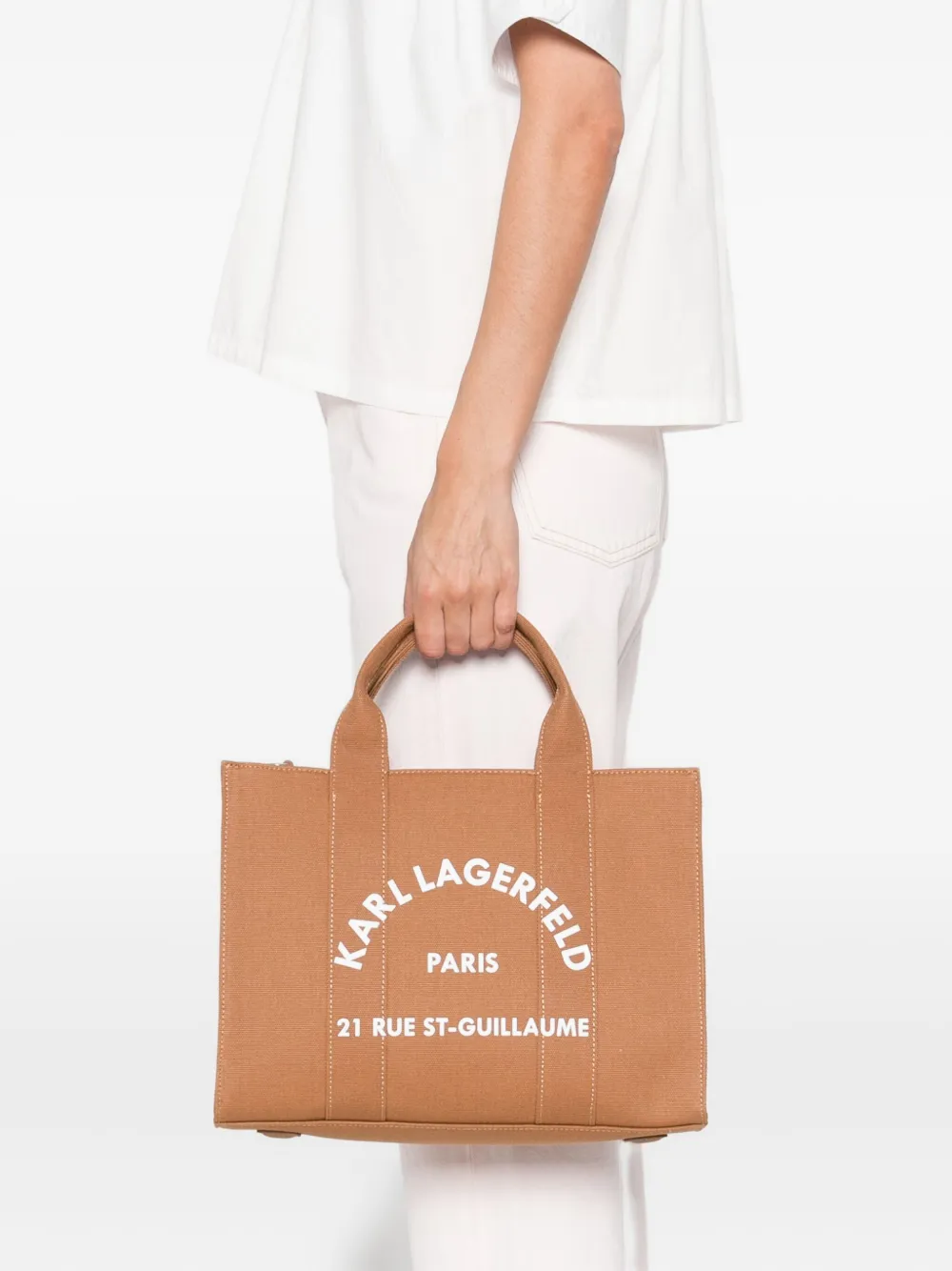 Karl Lagerfeld Shopper met logoprint Bruin