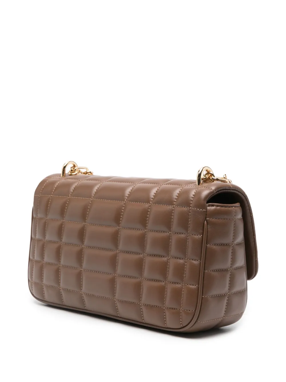 Michael Kors Grote Tribeca gewatteerde schoudertas met ketting Bruin