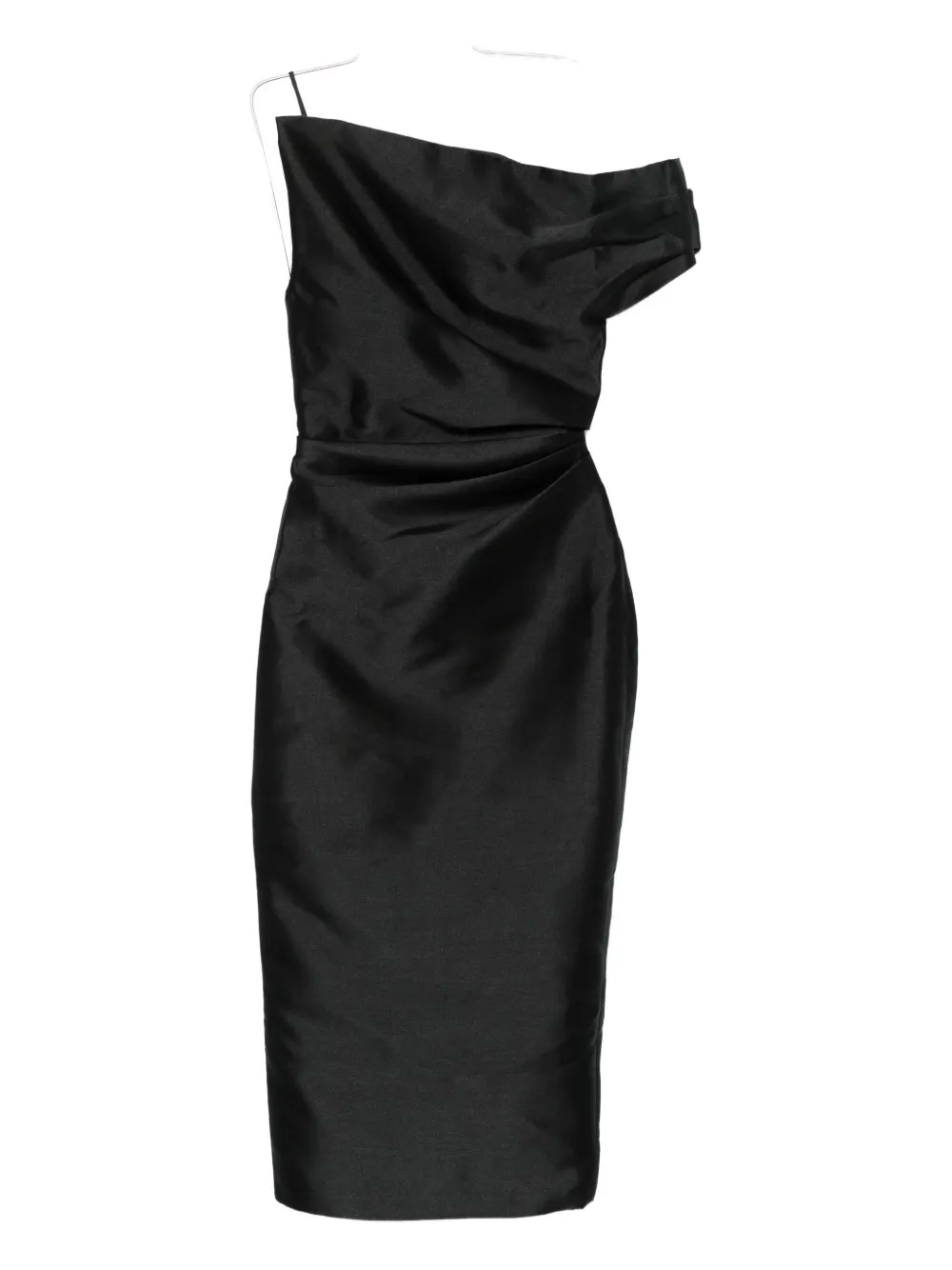 Solace London Ellison one-shoulder midi dress - Nero