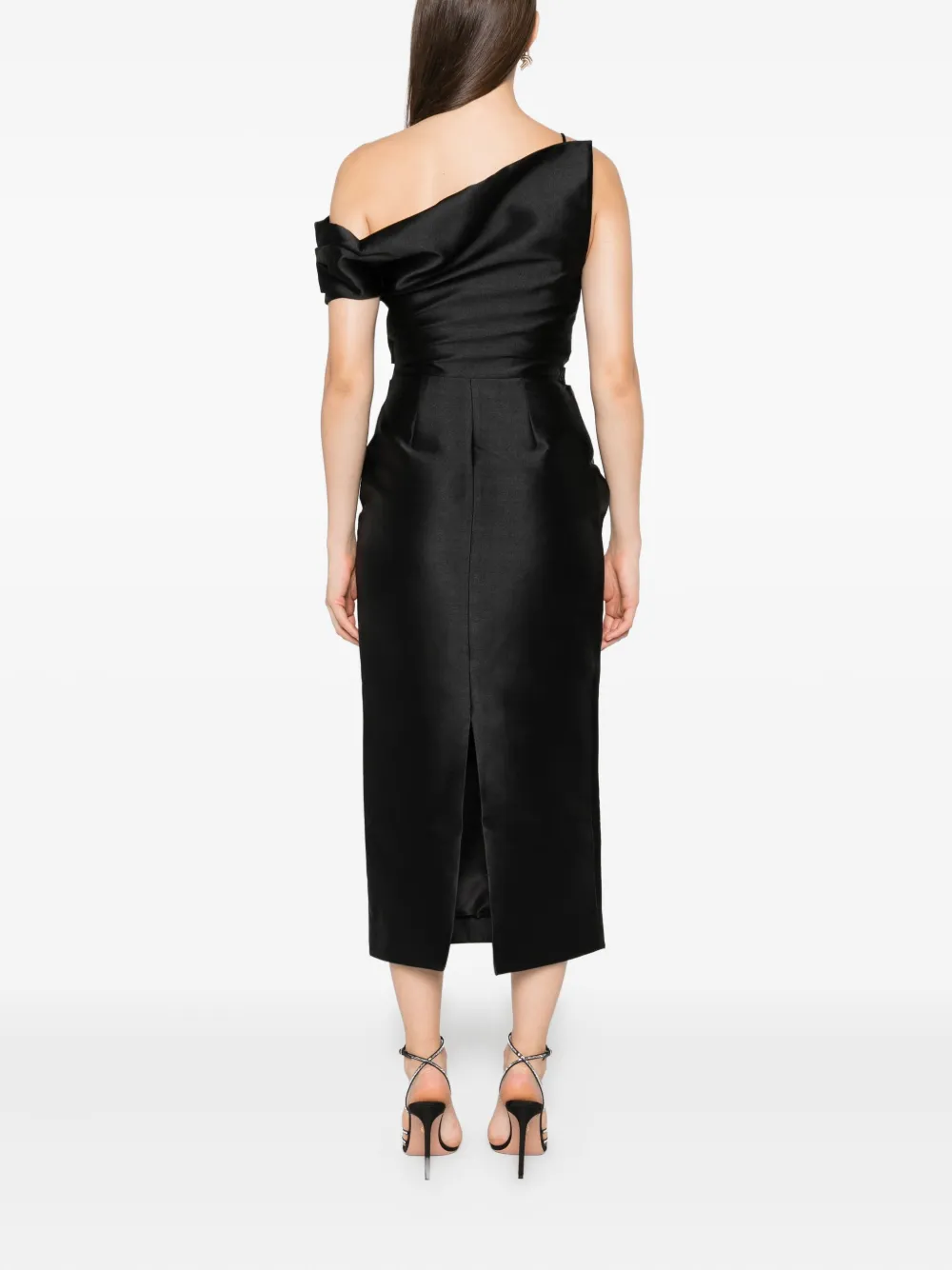 Solace London Ellison asymmetrische midi-jurk Zwart