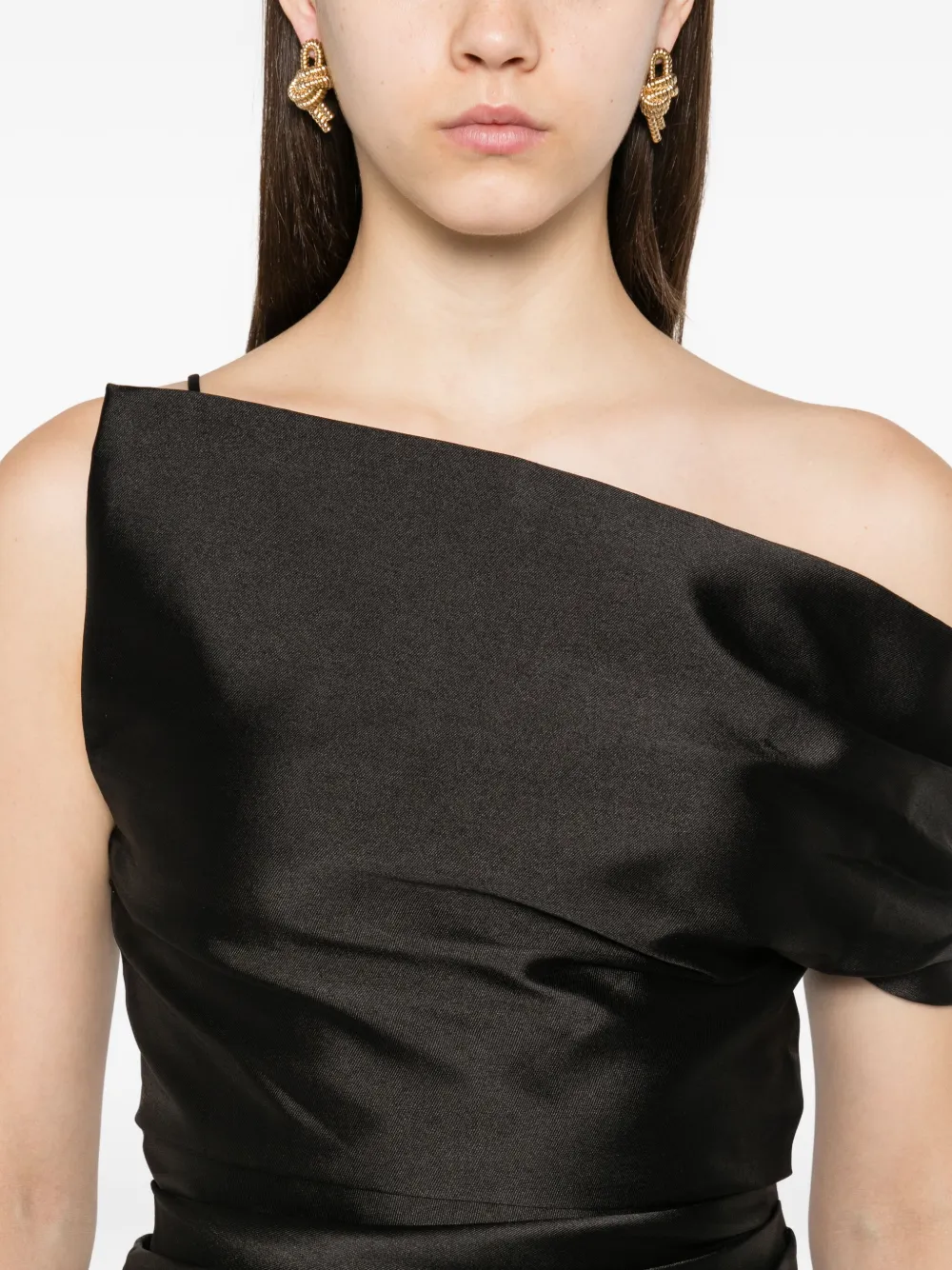 Solace London Ellison asymmetrische midi-jurk Zwart