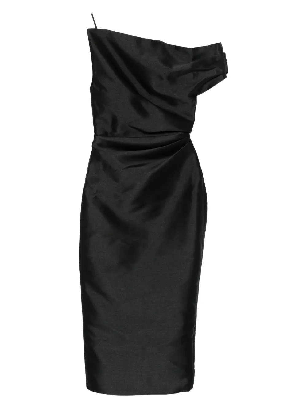 Solace London Ellison asymmetrische midi-jurk Zwart