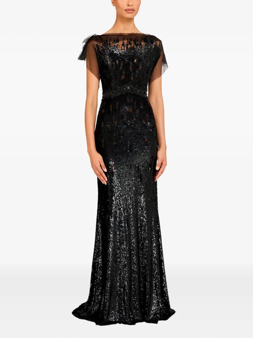 Jenny Packham Bonnie sequin-embellished tulle dress Zwart