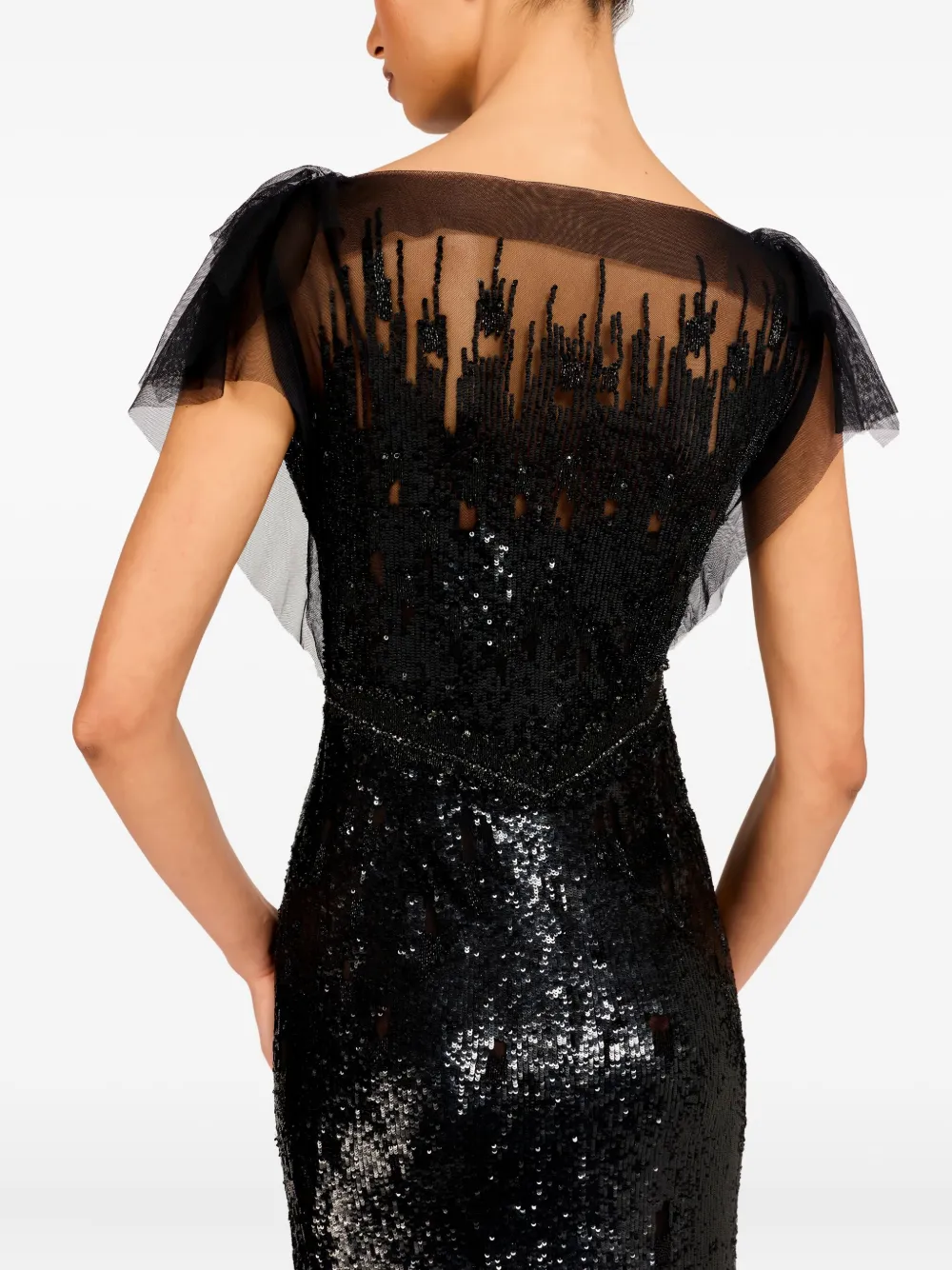 Jenny Packham Bonnie sequin-embellished tulle dress Zwart