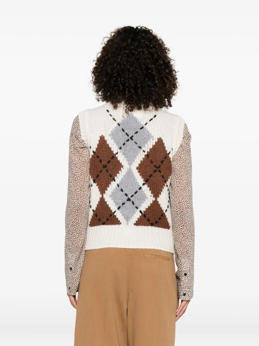 Ermanno Scervino Mouwloze trui met diamantpatroon Beige