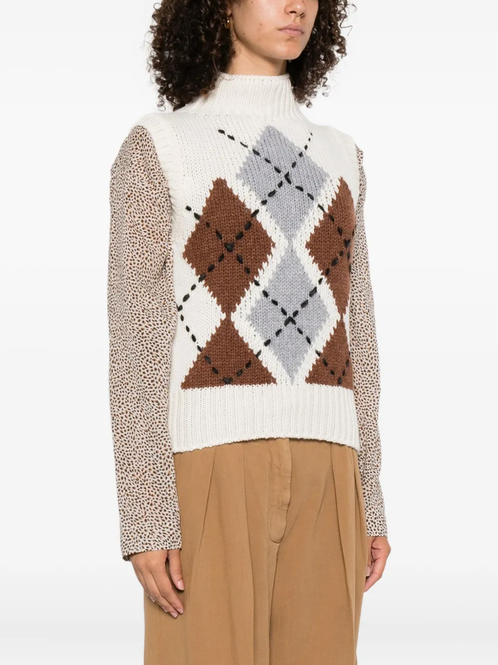 Ermanno Scervino Mouwloze trui met diamantpatroon Beige