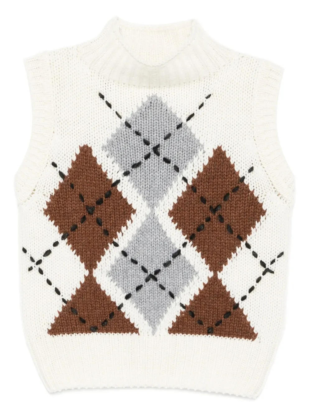 Ermanno Scervino diamond-pattern sleeveless sweater Beige