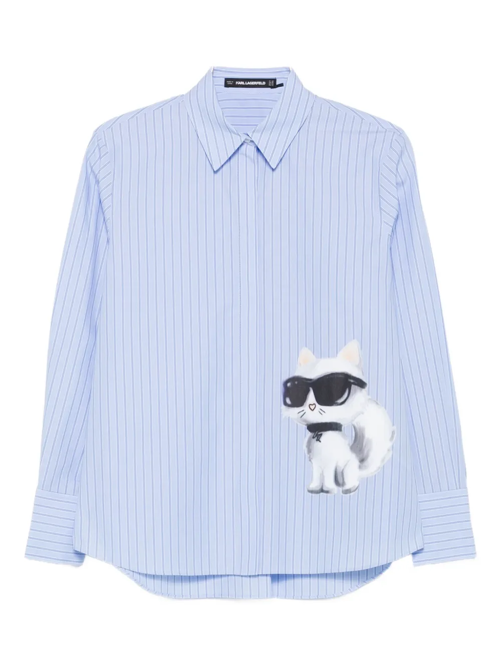 Karl Lagerfeld Ikon Choupette Striped Shirt In Blue