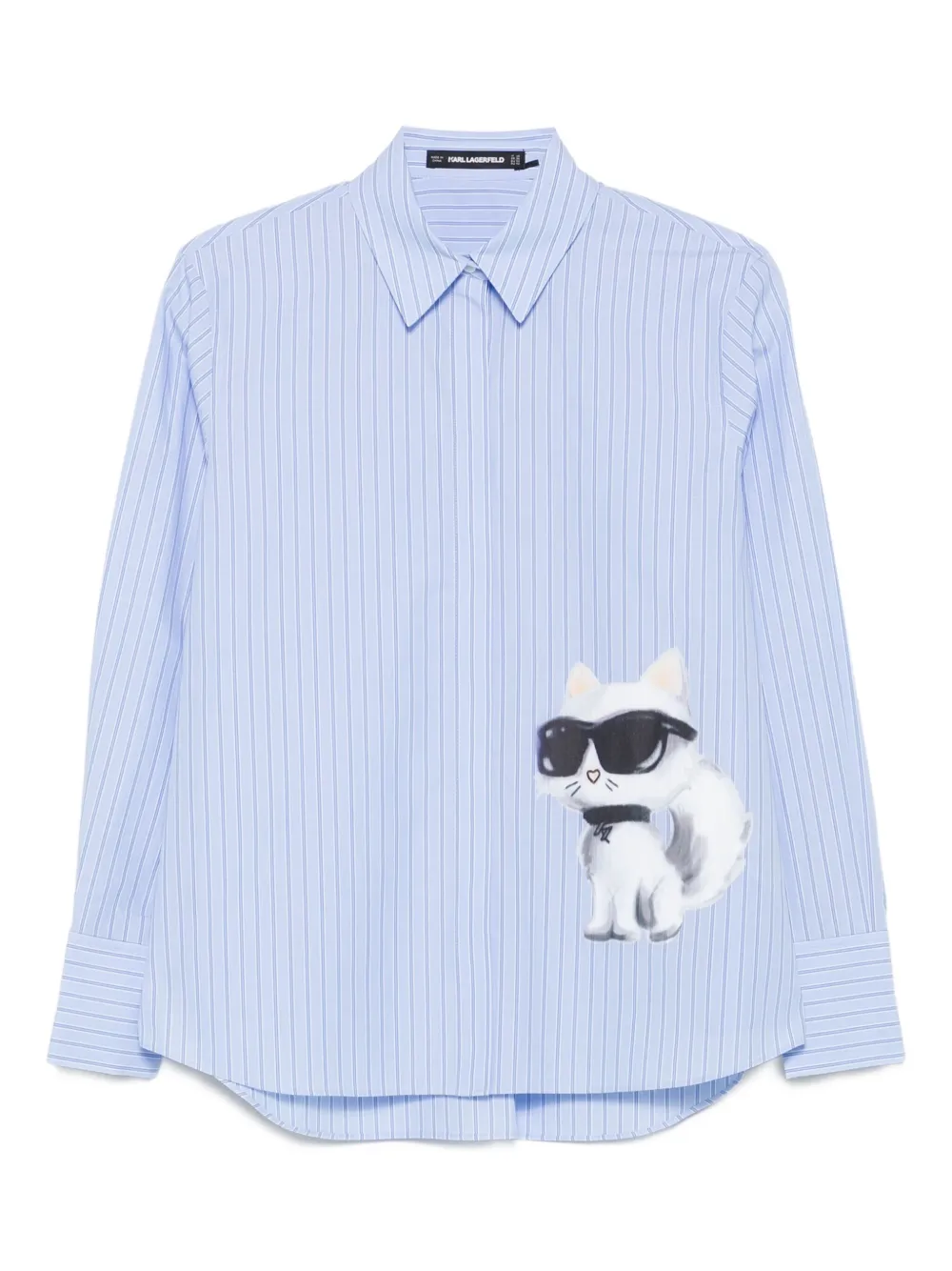 Karl Lagerfeld Ikon Choupette striped shirt Blauw
