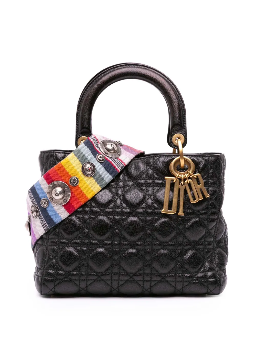 Christian Dior Pre-Owned 2018 Medium Grained Calfskin Cannage Supple Lady Dior satchel | Black | Image 1