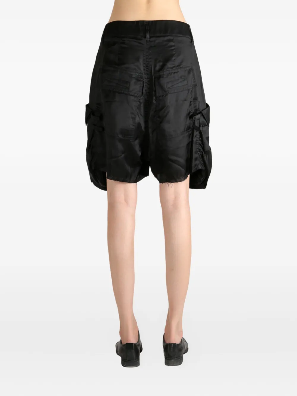 Rick Owens cargo pocket satin shorts Zwart