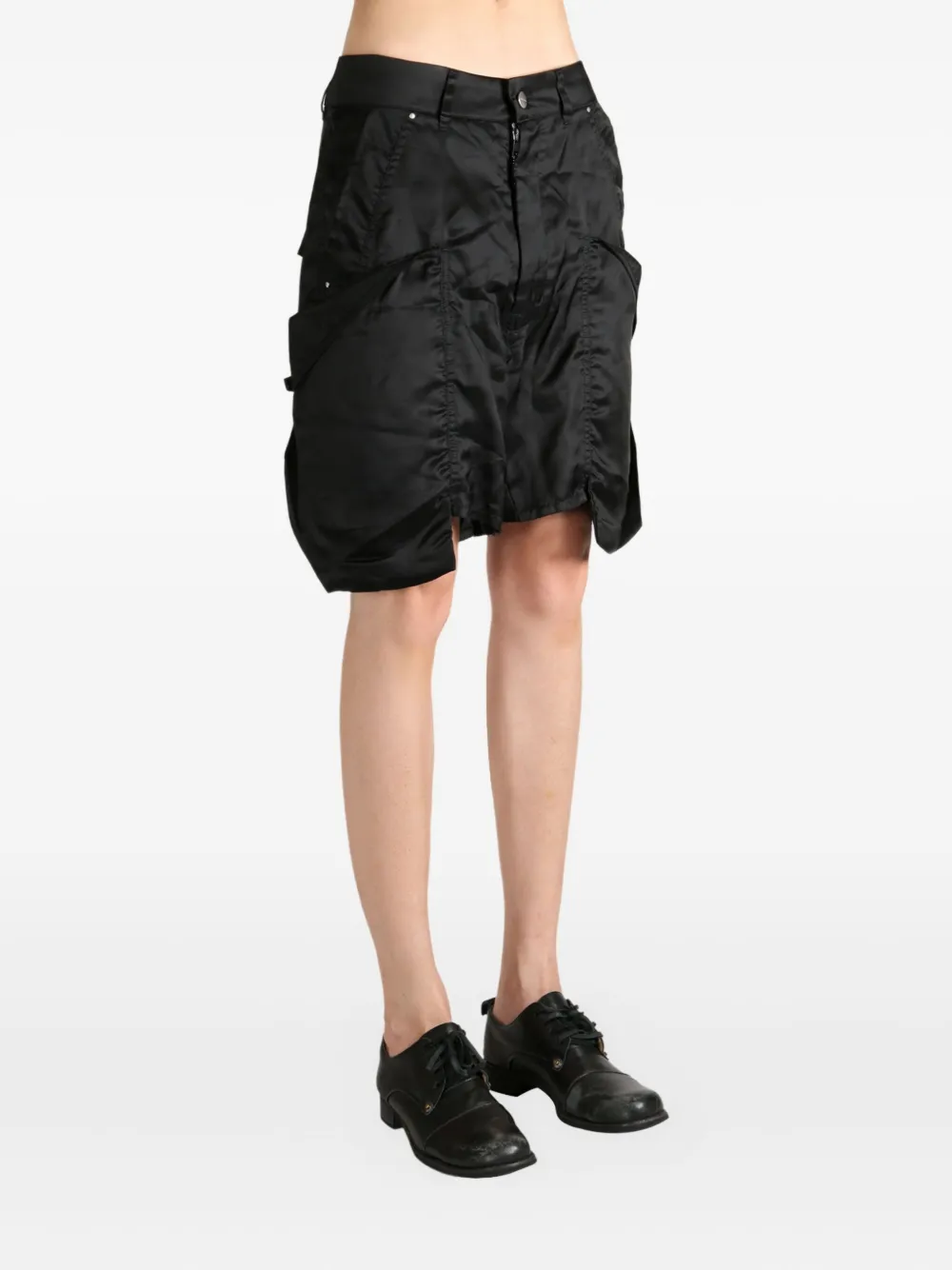 Rick Owens cargo pocket satin shorts Zwart